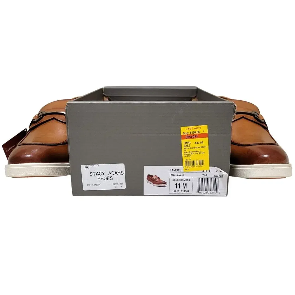 Stacy Adams Men Slip On Horsebit Loafer Samuel Size US 11M Tan Brown Leather